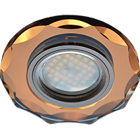 Ecola MR16 DL1653 GU5.3 Glass Стекло Янтарь, Черненая медь Светильник круглый вогнутый