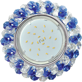 Ecola GX53 H4 Glass прозрачный, голубой, хром Светильник круглый с хрусталиками