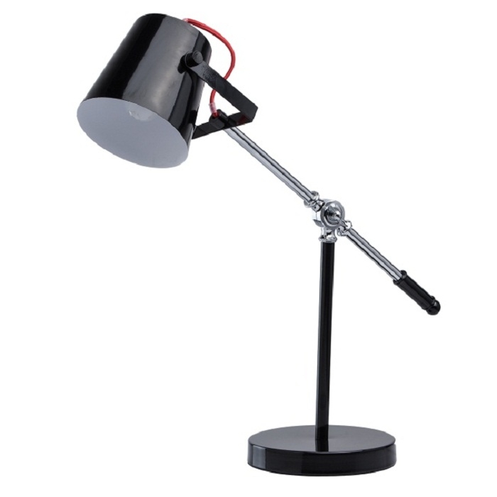 MW-Light Акцент 1*40W E14 черный/хром 220V Настольная лампа