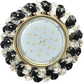 Ecola GX53 H4 Glass прозрачный, черный, золото Светильник круглый с хрусталиками