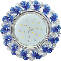 Ecola GX53 H4 Glass прозрачный, голубой, хром Светильник круглый с хрусталиками