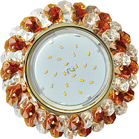 Ecola GX53 H4 Glass прозрачный, янтарь, золото Светильник круглый с хрусталиками